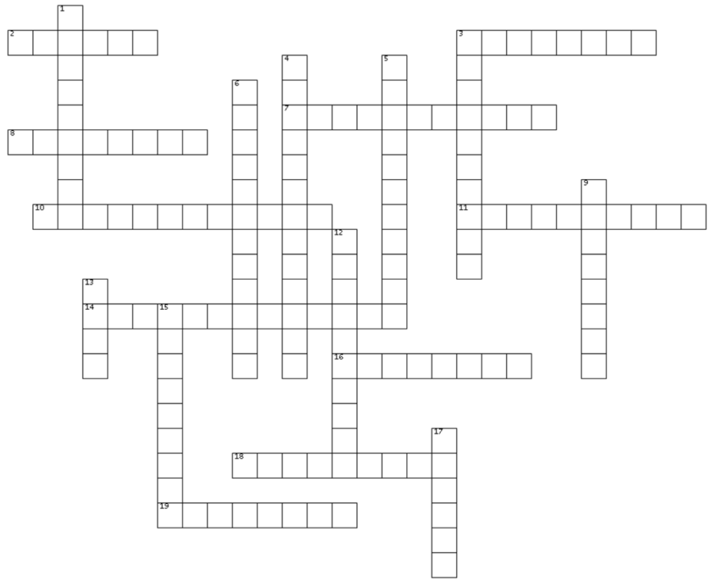 This is the blank crossword grid to complete with the clues.